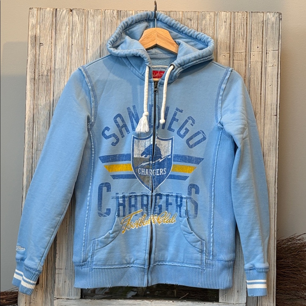 San Diego Chargers Mitchell & Ness Light Blue Hoody Retro Size S